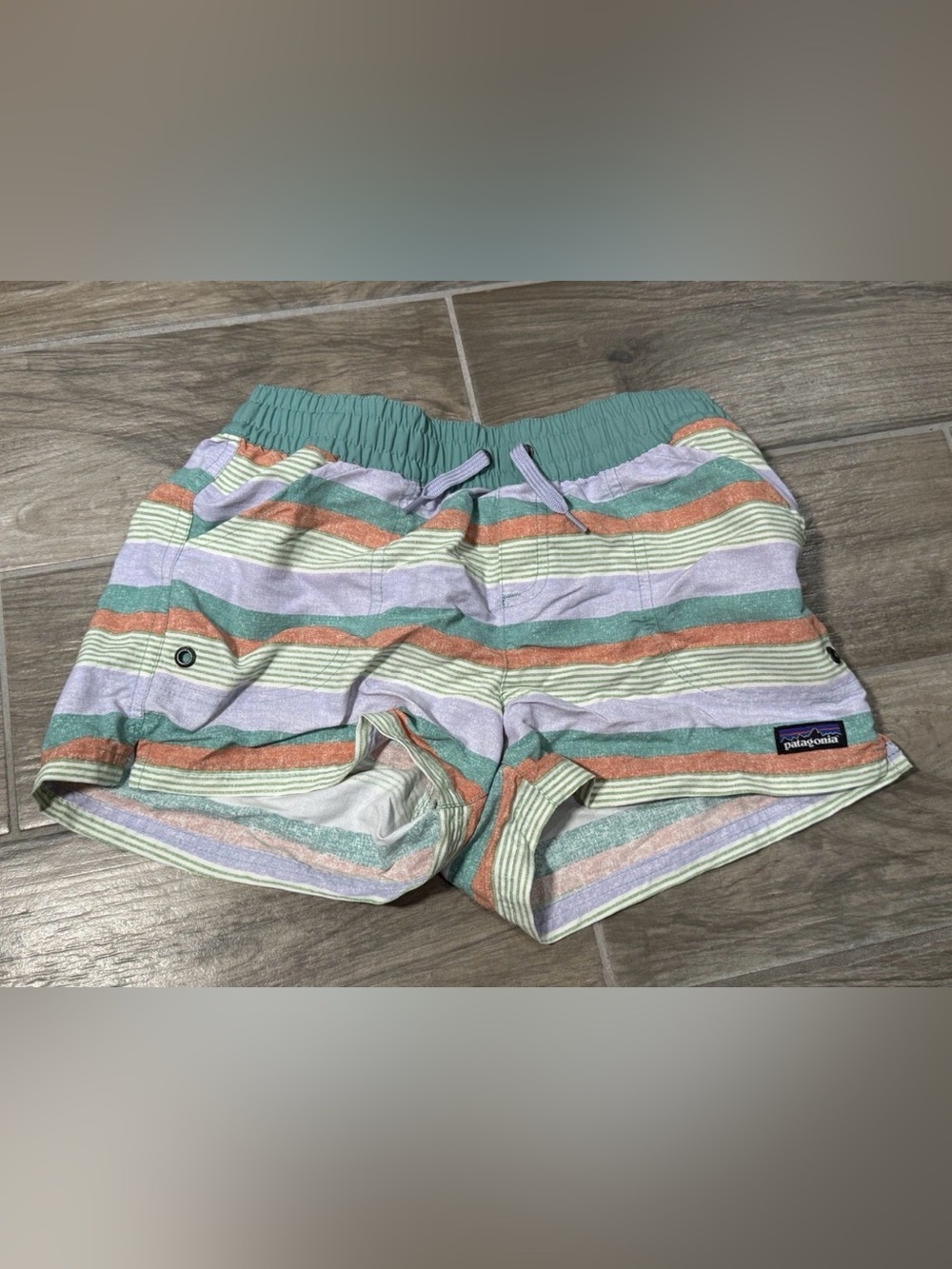 Patagonia Costa Rica Baggies Girls XL Stripe Summer Shorts Outdoor Hike 67087